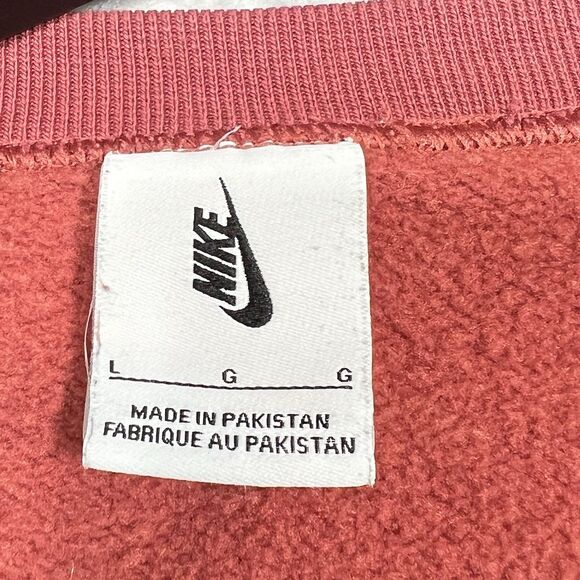 Nike Solo Swoosh Fleece Crew Sweatshirt Sweater Men’s Large Red Top Casual - Picture 10 of 13
